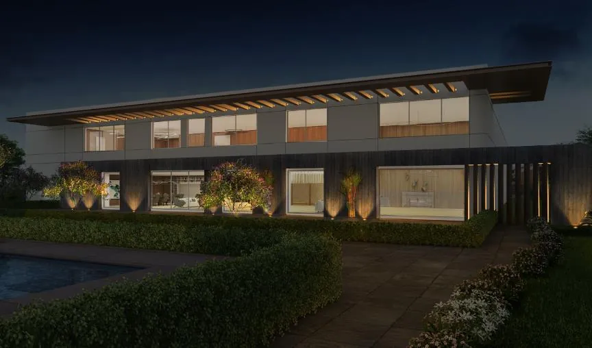 Residential facade lighting concept in Delhi
